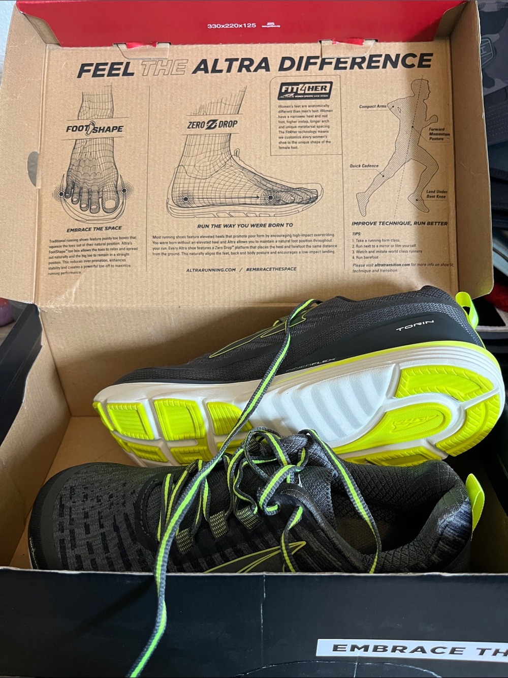 Altra Men’s Black with Neon Yellow Athletic Running Shoes